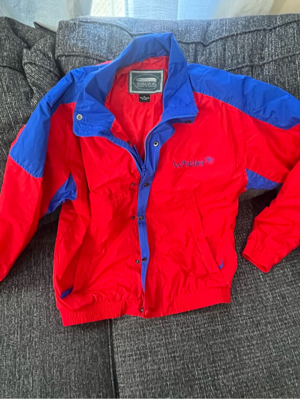 Sierra Sport Men’s Whistler Jacket. Red and Blue Nylon Shell and Lining